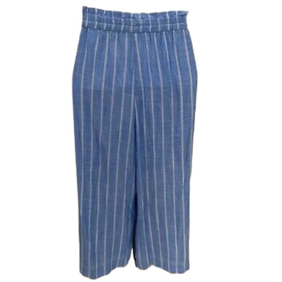 LC LAUREN CONRAD Plus Pants Capri Wide Leg Crop Blue Stripe Size XXL - Picture 5 of 8
